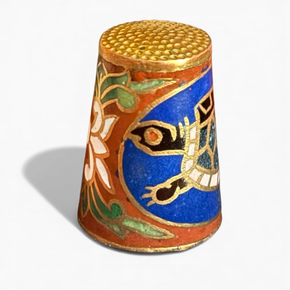 Vintage Cloisonné Enamel Thimble Turtle‎ Design